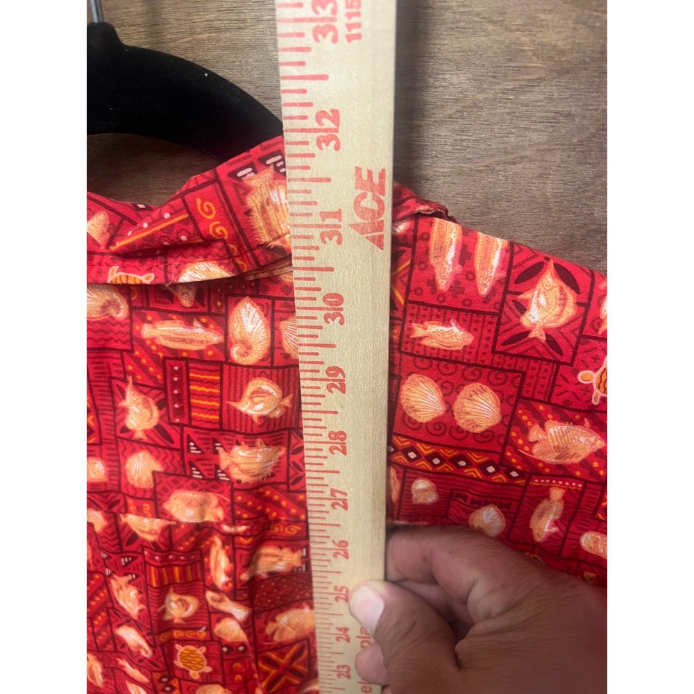 Island Aloha Wear Mens Red Sea Life Turtle Fish Hawaiian Shirt Made in Hawaii XL - Picture 5 of 5